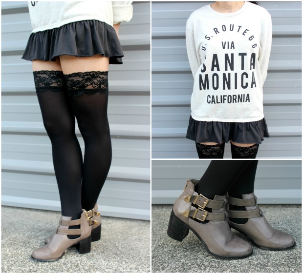 ootd outfit lookbook stockings boohoo boots stay-ups stockings.co.nz