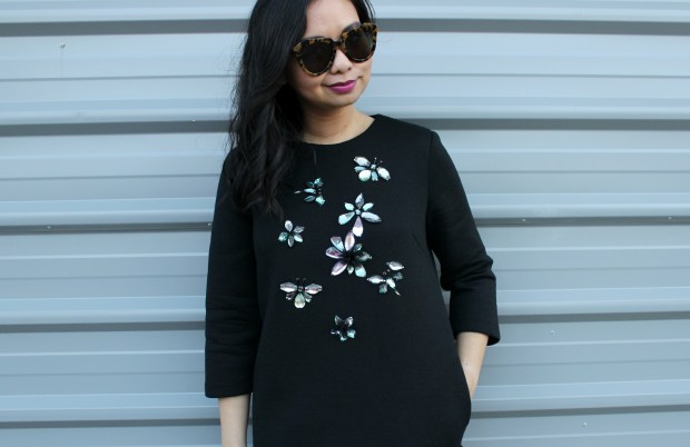 thrifted black dress ootd outfit sunglasses