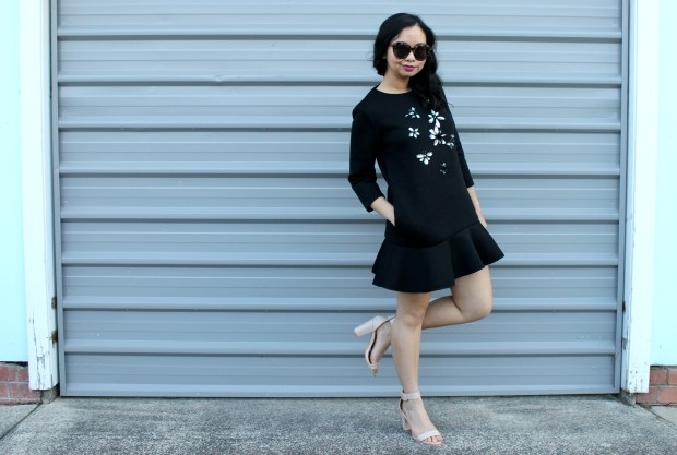 thrifted black dress ootd outfit heels